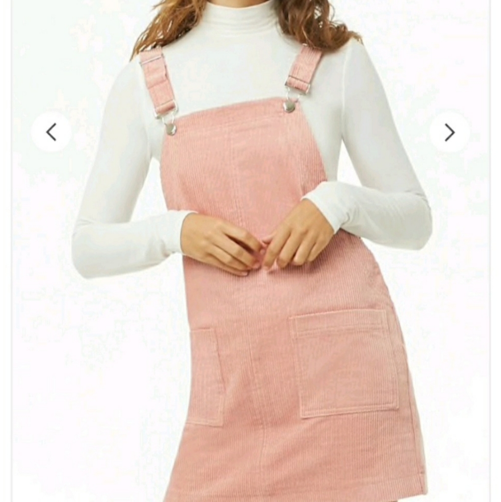 Forever 21 pink corduroy jumper dress